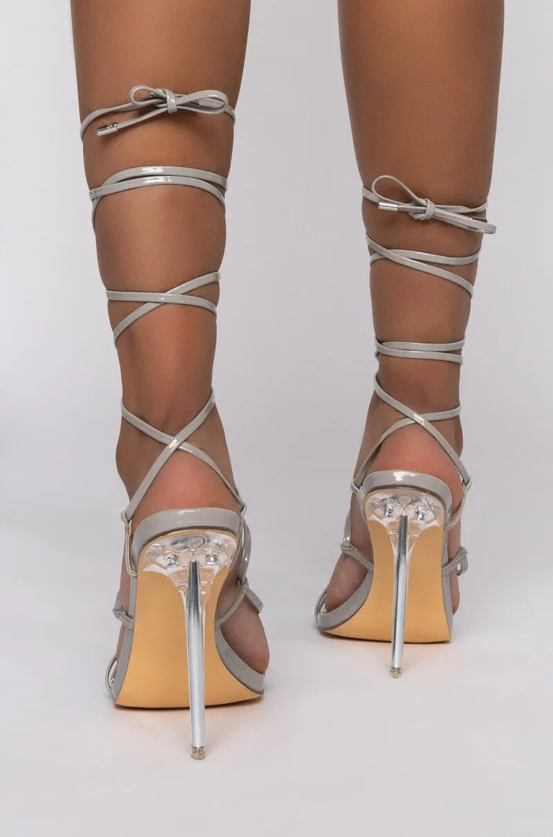 AZALEA WANG ALL THROUGH THE NIGHT STILETTO SANDAL IN GREY