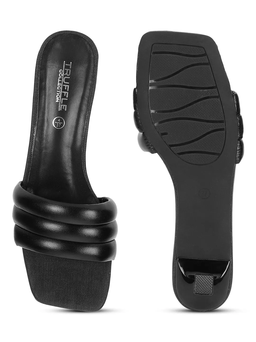 Black PU Stiletto Stylish Sandals (TC-RS3584-BLK)