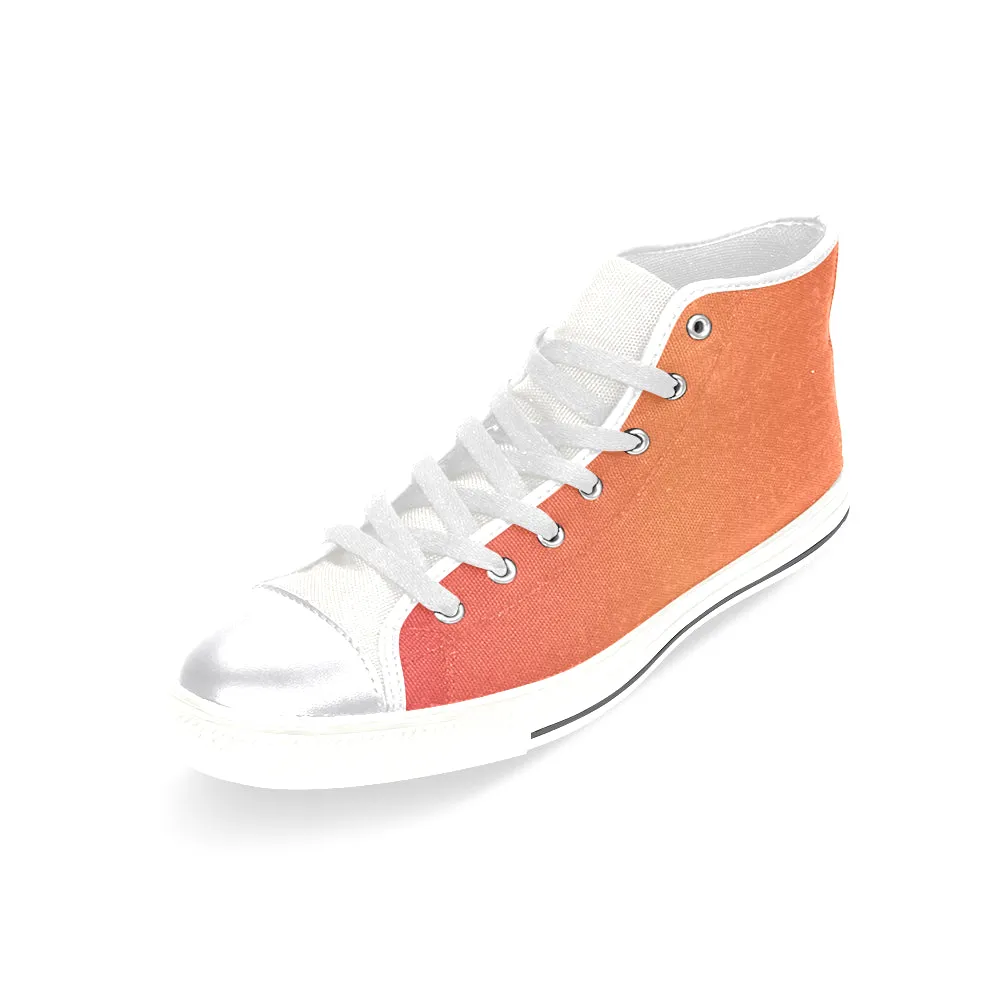 Buy Women's Bluish Orange Solids Print Canvas High Top Shoes at TFS