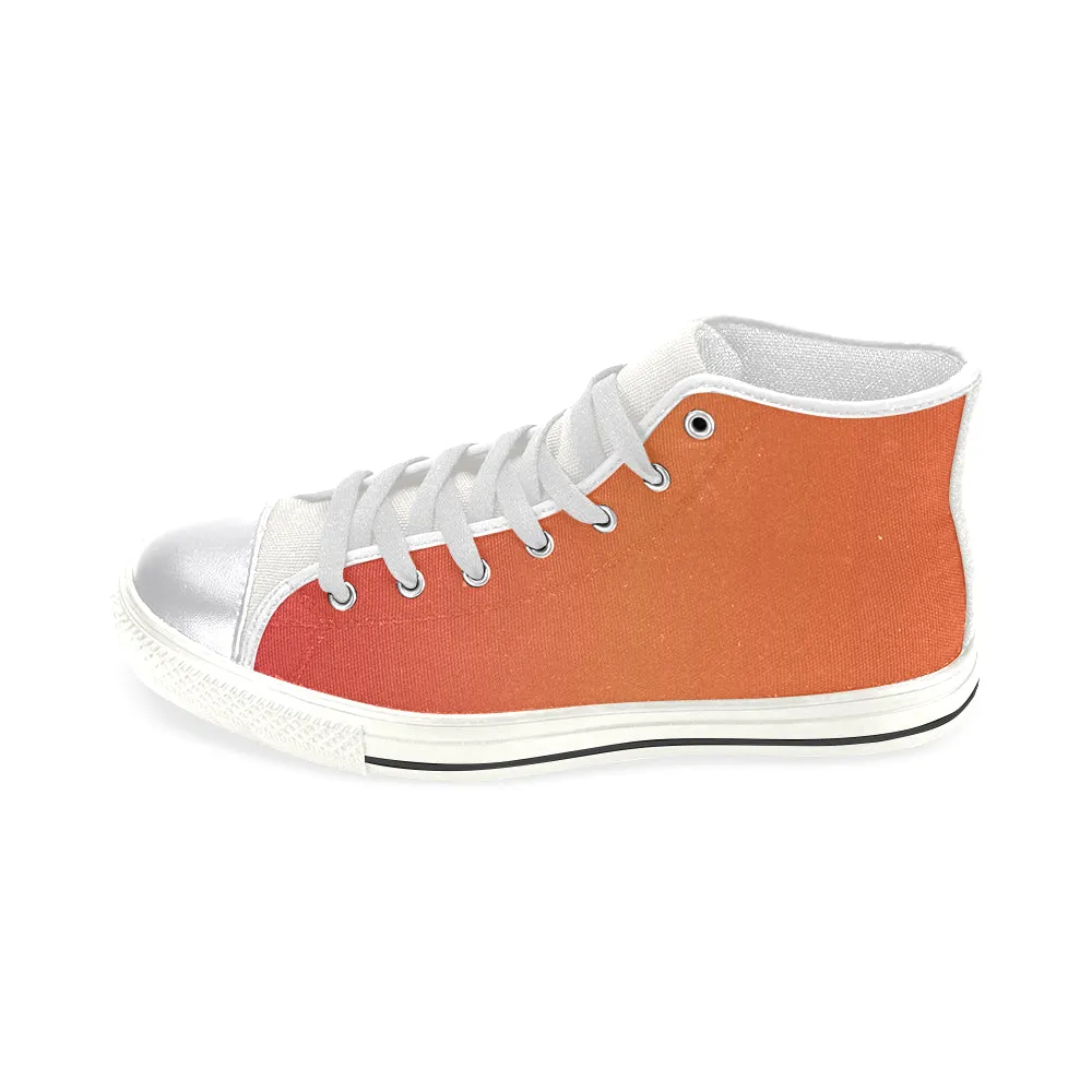 Buy Women's Bluish Orange Solids Print Canvas High Top Shoes at TFS