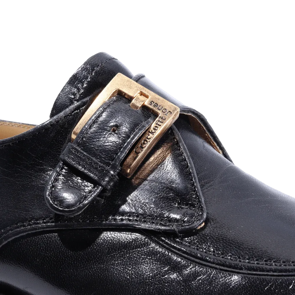 Crockett & Jones Glace Kid Monk - Black Buckle-Up (Genuine Leather Upper and Sole)