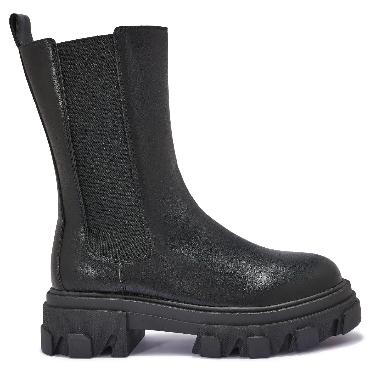 DENAH3 - CHUNKY CLEATED MID CALF CHELSEA BOOT