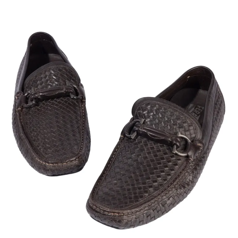 Ferragamo Parigi Gancio Bit Woven Loafers