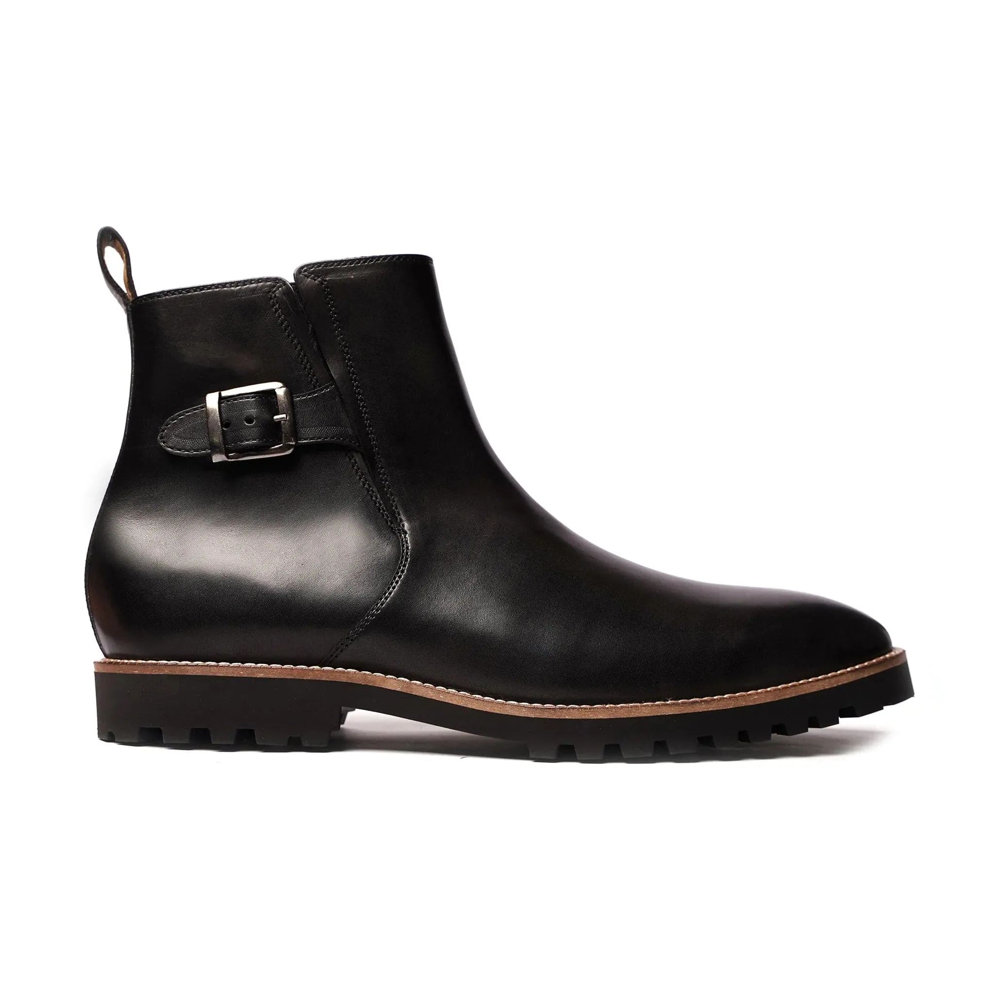 Handmade Customisable Black Calf Leather Chelsea Boots For Men