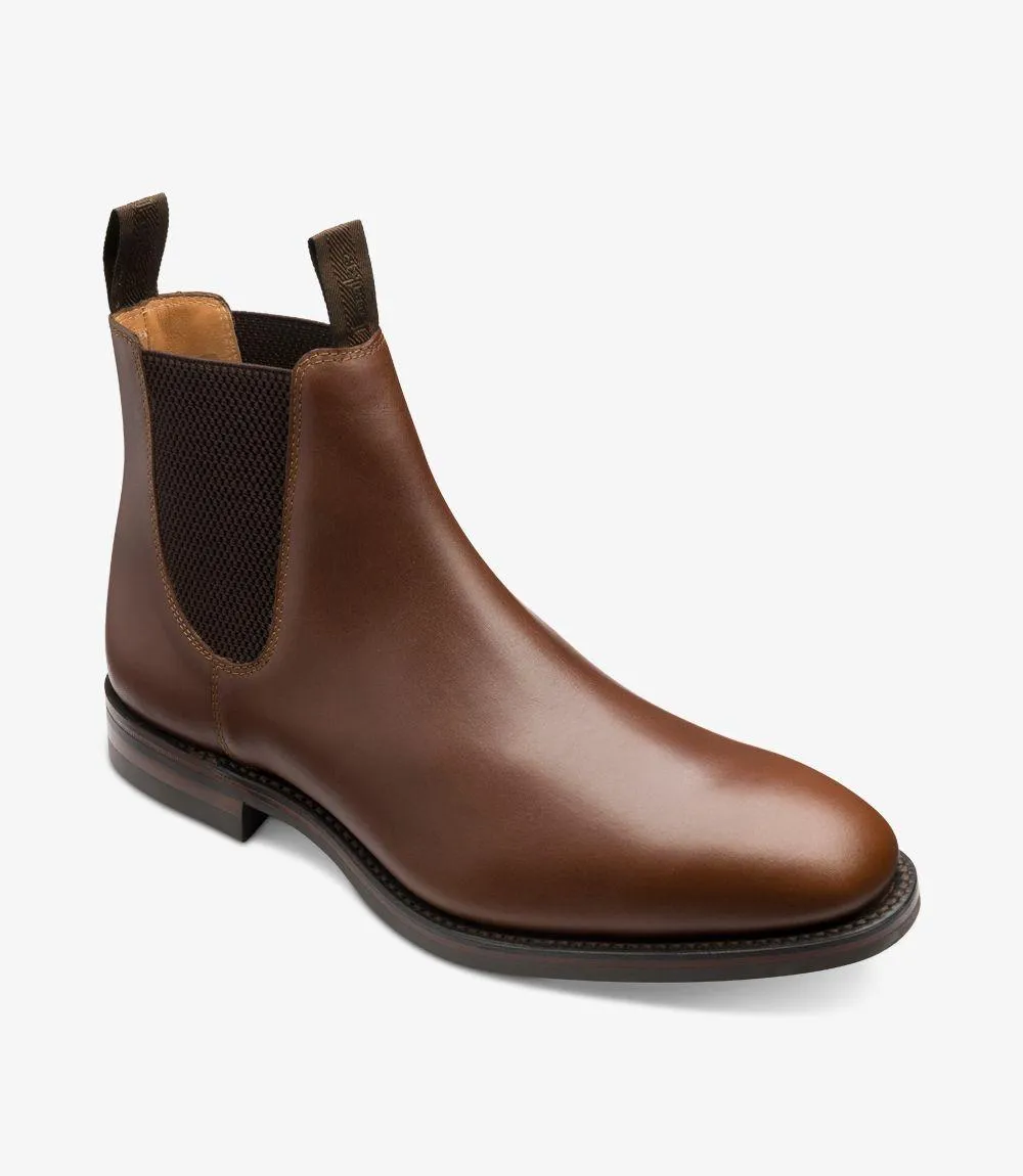 LOAKE CHATSWORTH BROWN LEATHER CHELSEA BOOT RUBBER SOLE G-WIDE