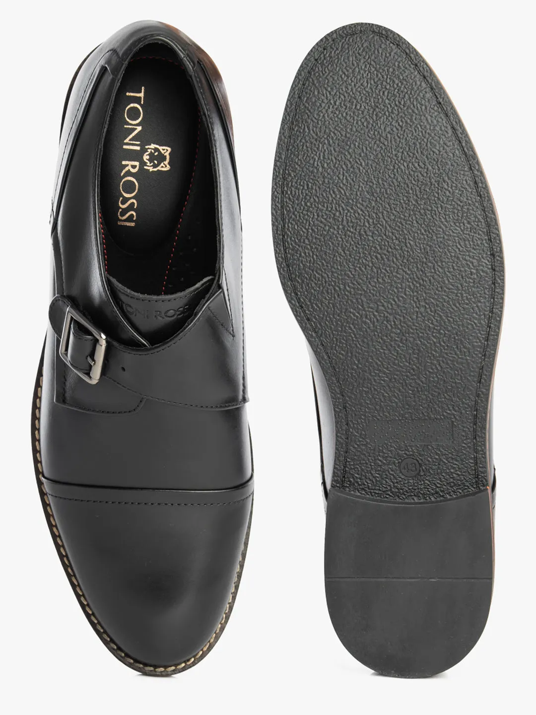 Men Black Solid Formal Monk Shoes