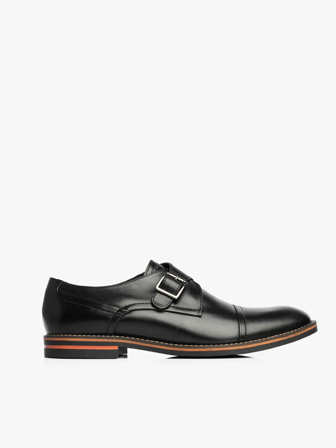 Men Black Solid Formal Monk Shoes