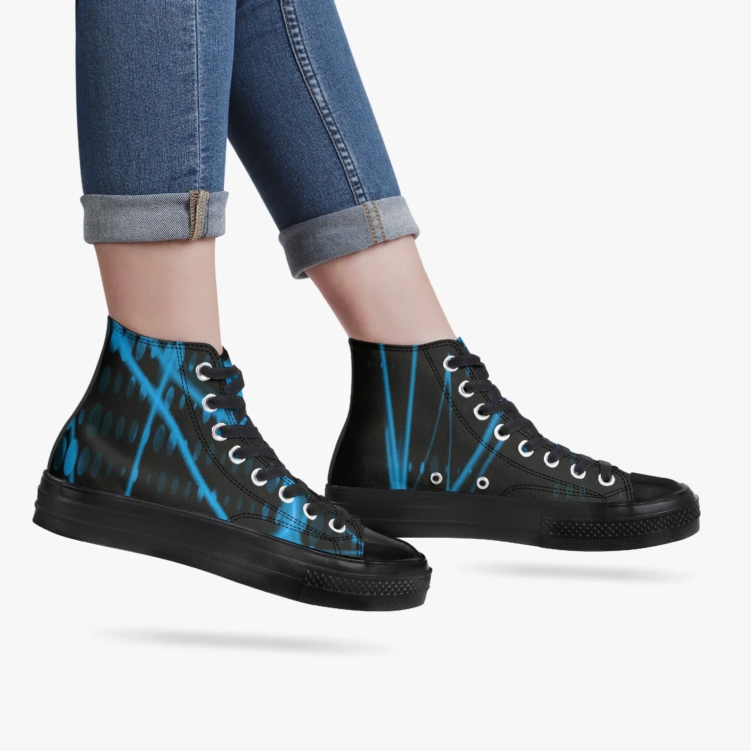 Officially Sexy Baby Blue Laser High-Top Canvas Shoes - Black