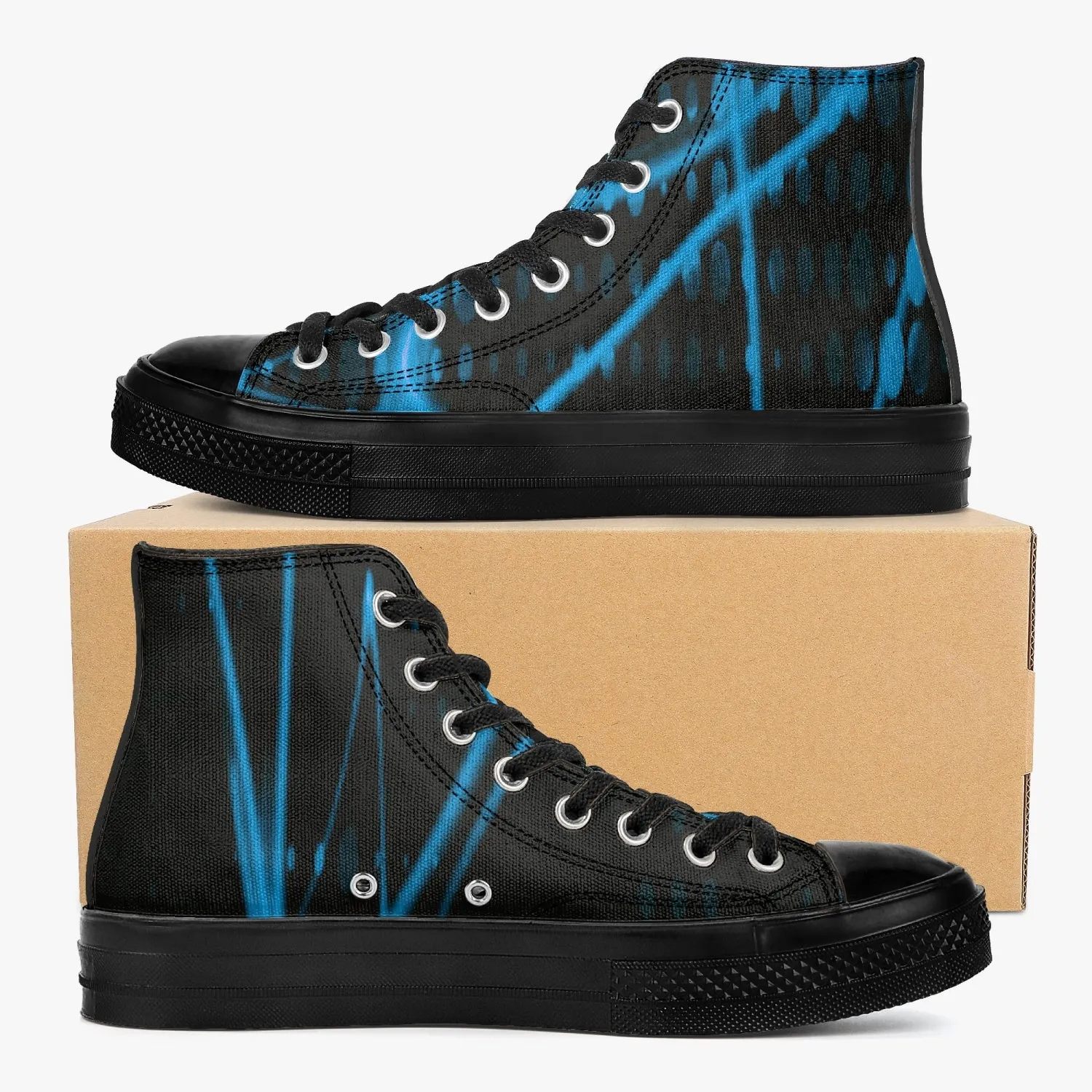 Officially Sexy Baby Blue Laser High-Top Canvas Shoes - Black