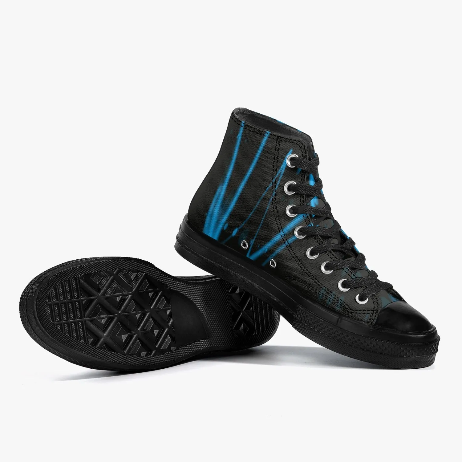 Officially Sexy Baby Blue Laser High-Top Canvas Shoes - Black