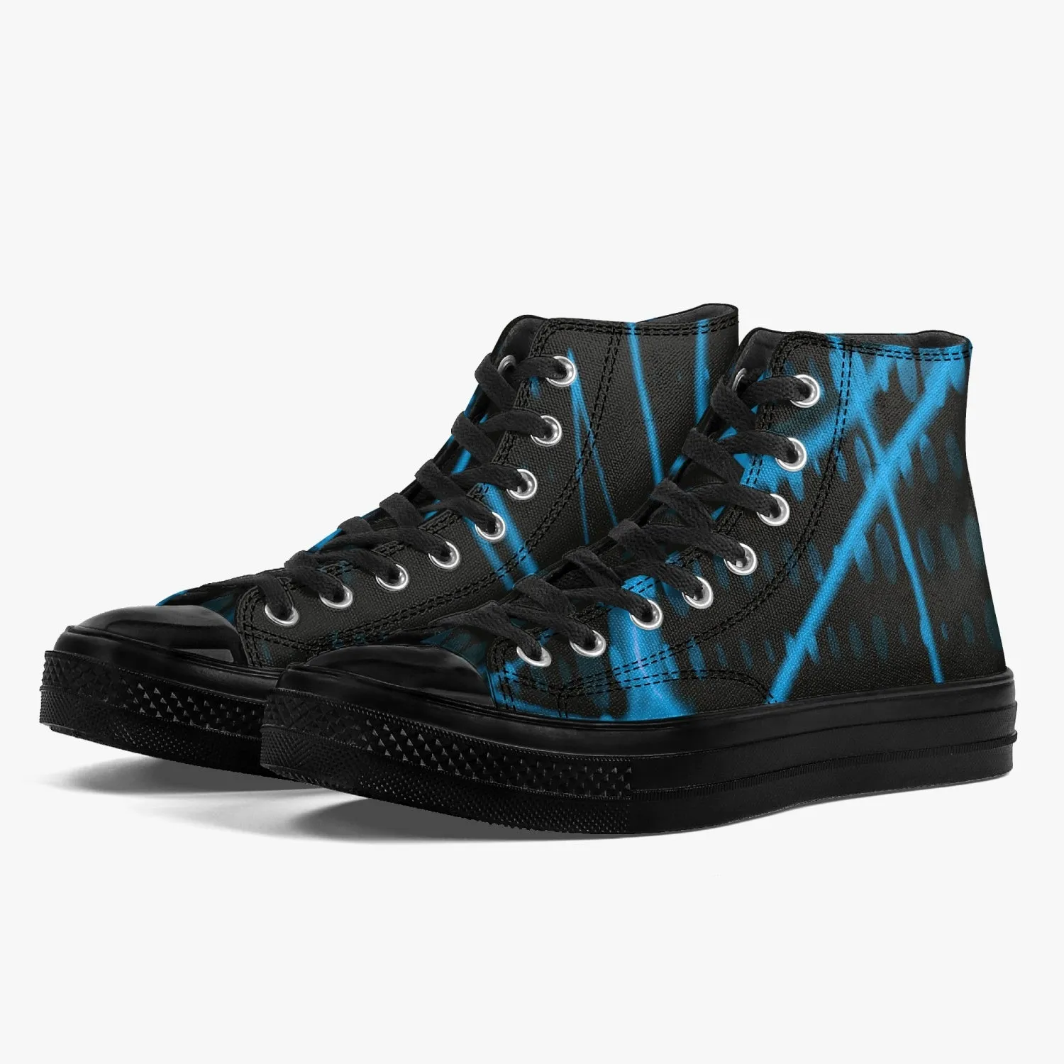 Officially Sexy Baby Blue Laser High-Top Canvas Shoes - Black