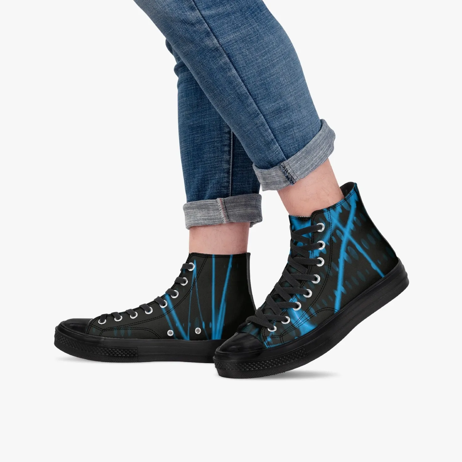 Officially Sexy Baby Blue Laser High-Top Canvas Shoes - Black