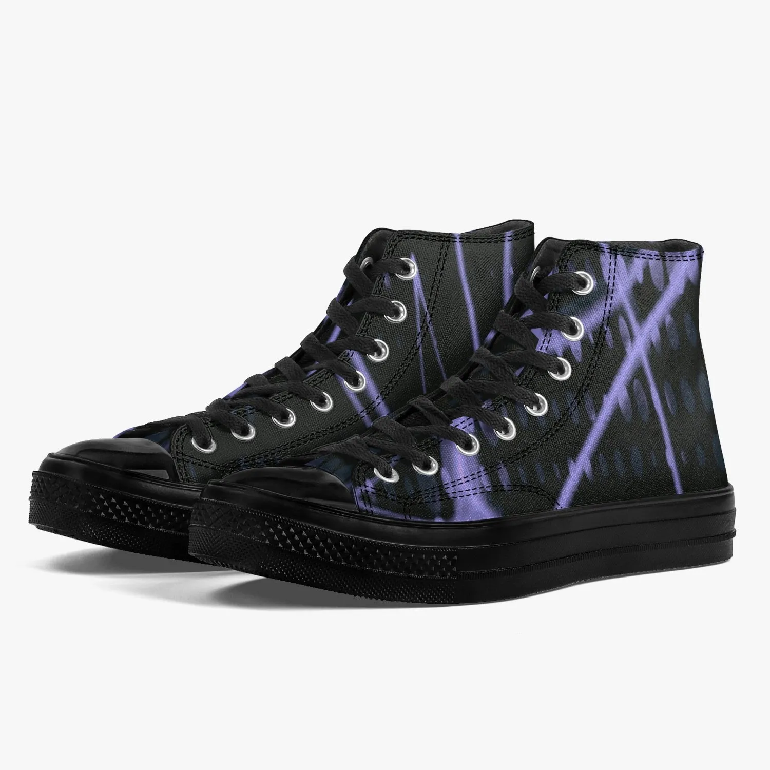 Officially Sexy Purple Laser High-Top Canvas Shoes - Black