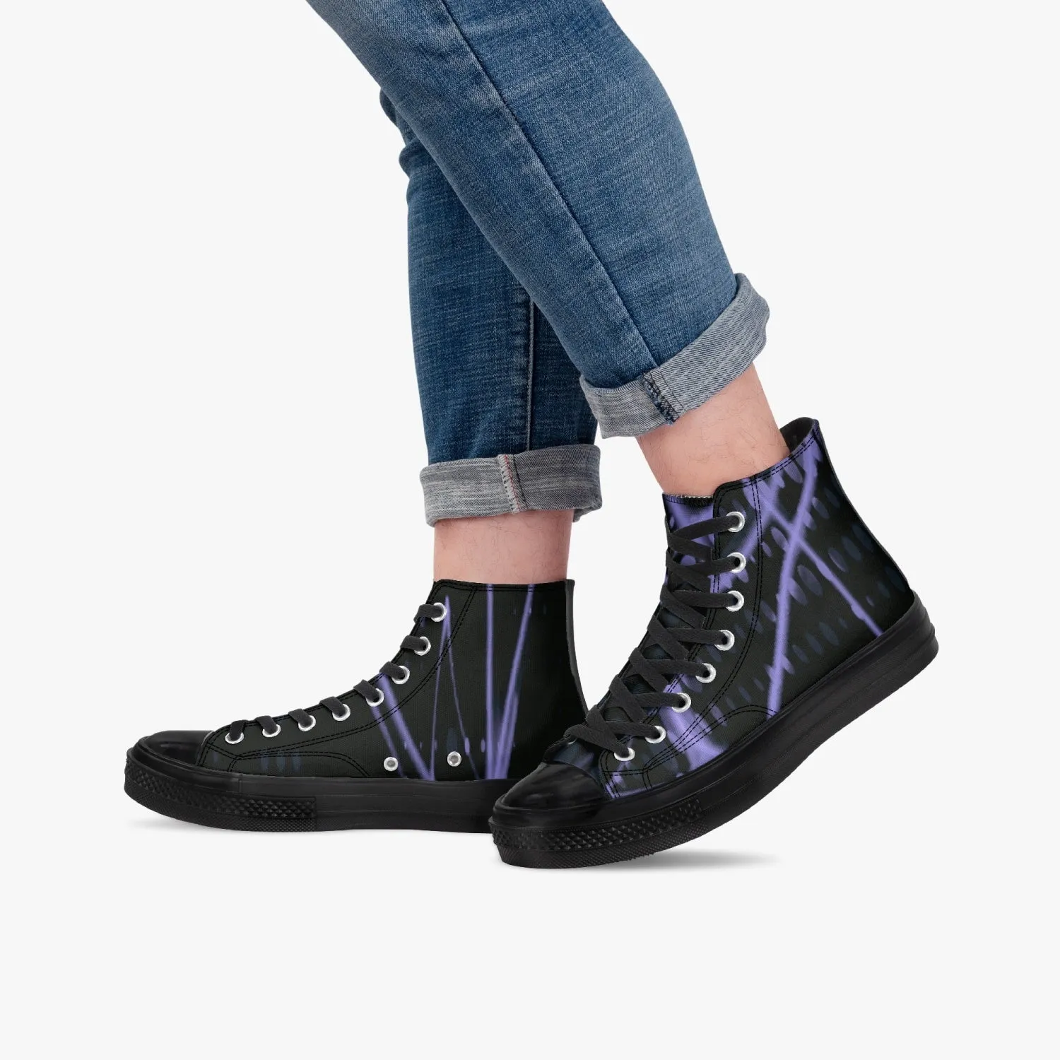 Officially Sexy Purple Laser High-Top Canvas Shoes - Black