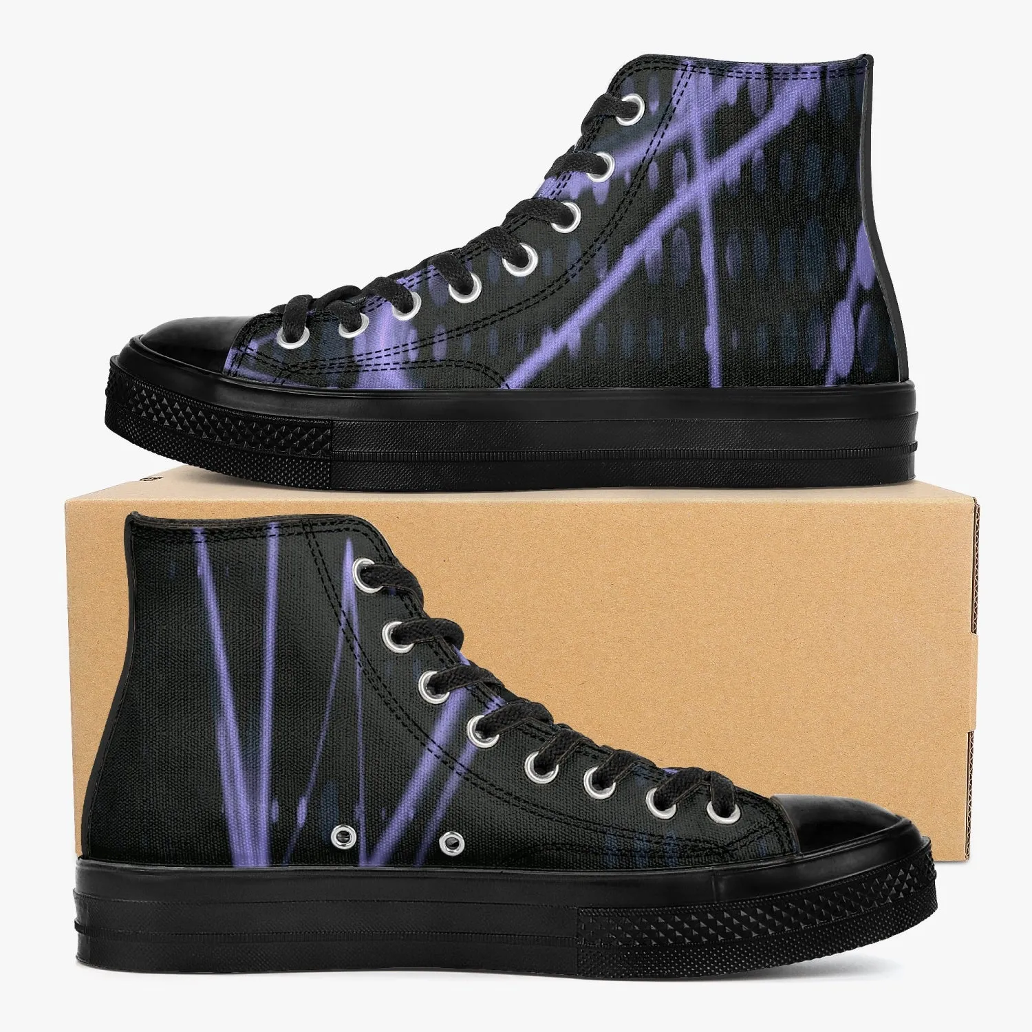 Officially Sexy Purple Laser High-Top Canvas Shoes - Black