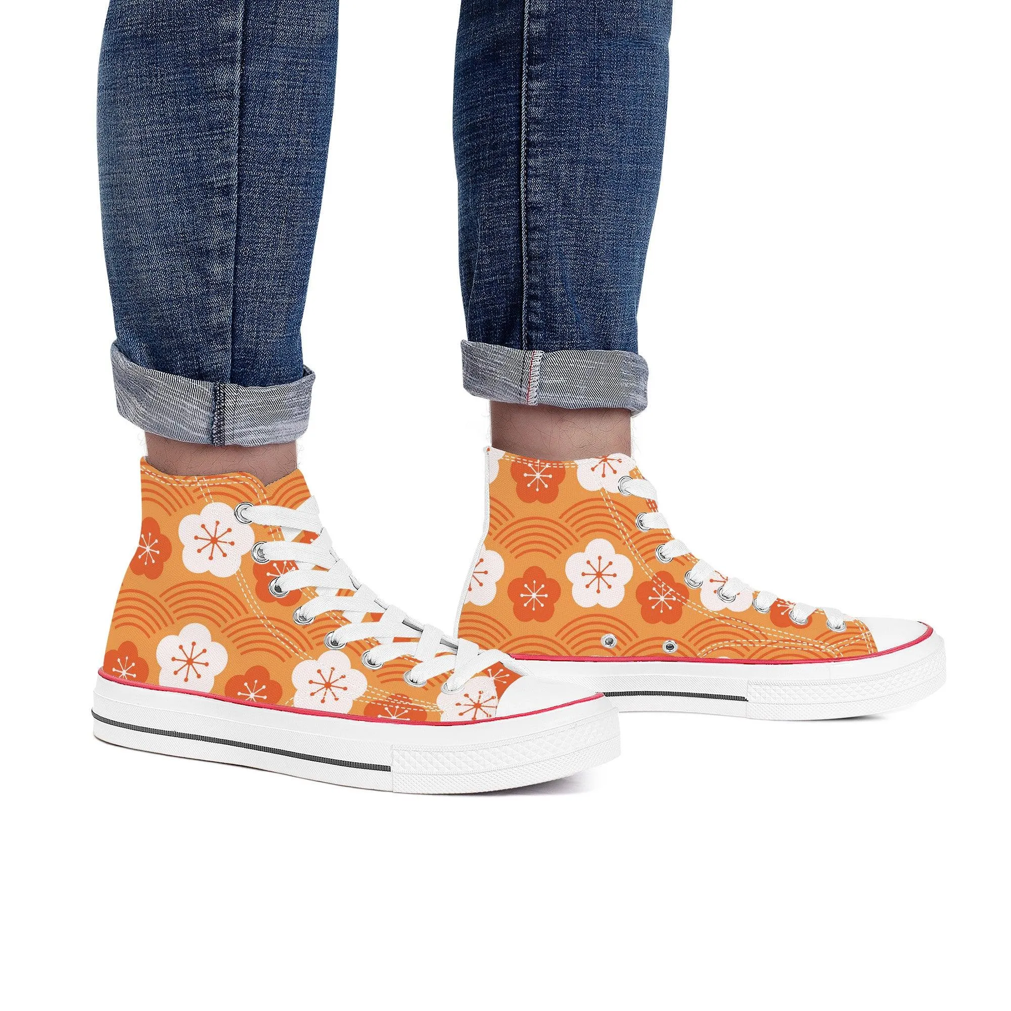 Orenji オレンジ - Orange High Top Canvas Shoes