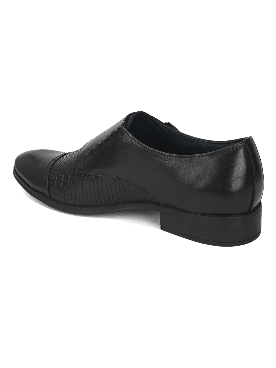 Pelle Albero Black Formal Double Monk Shoes For men