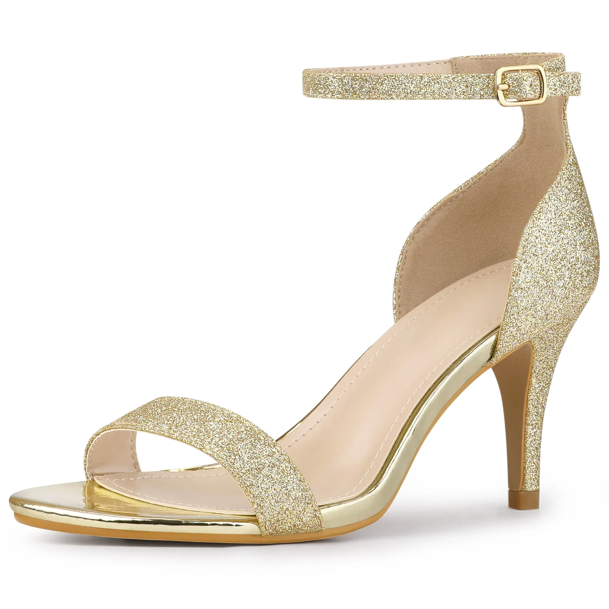 Perphy Ankle Strap Stiletto Heeled Glitter Sandals