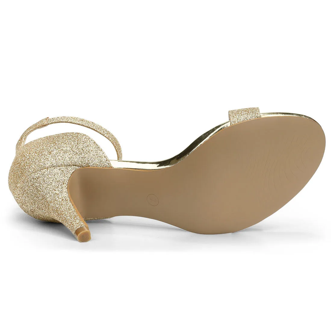 Perphy Ankle Strap Stiletto Heeled Glitter Sandals