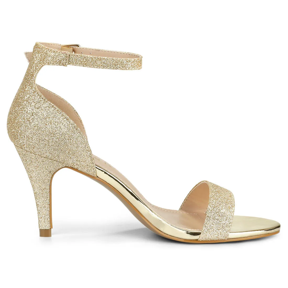 Perphy Ankle Strap Stiletto Heeled Glitter Sandals