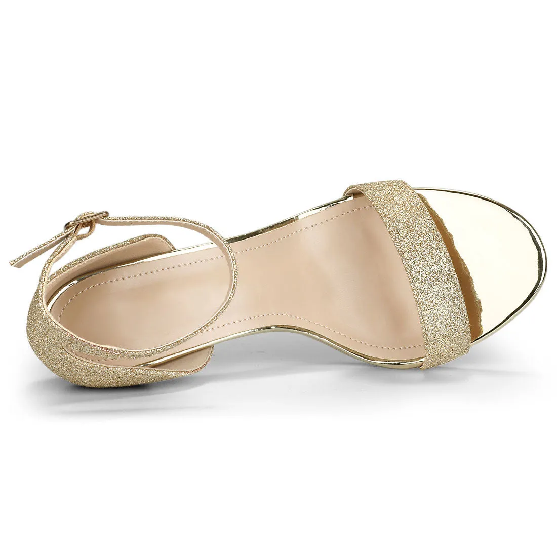 Perphy Ankle Strap Stiletto Heeled Glitter Sandals