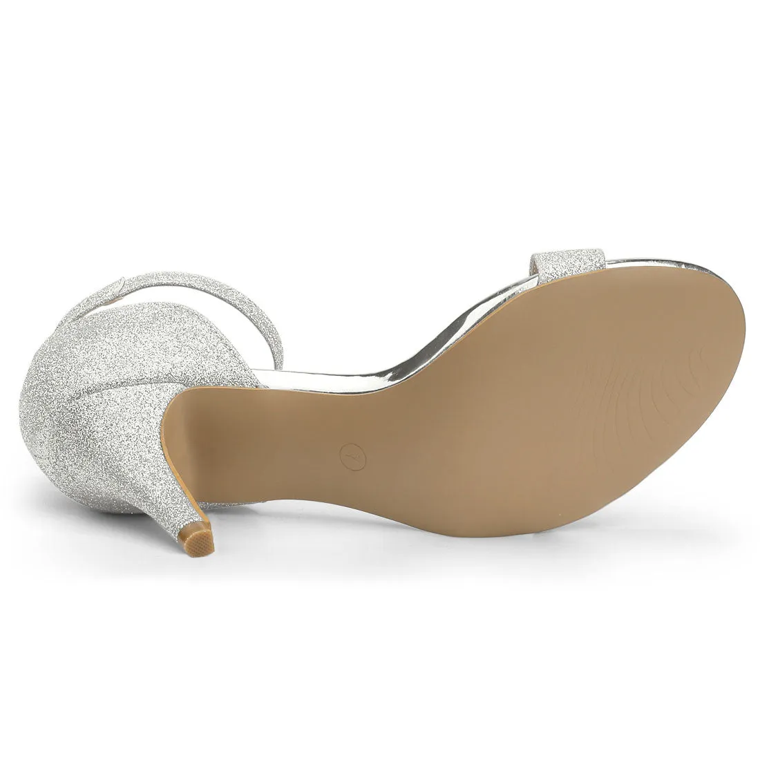 Perphy Ankle Strap Stiletto Heeled Glitter Sandals