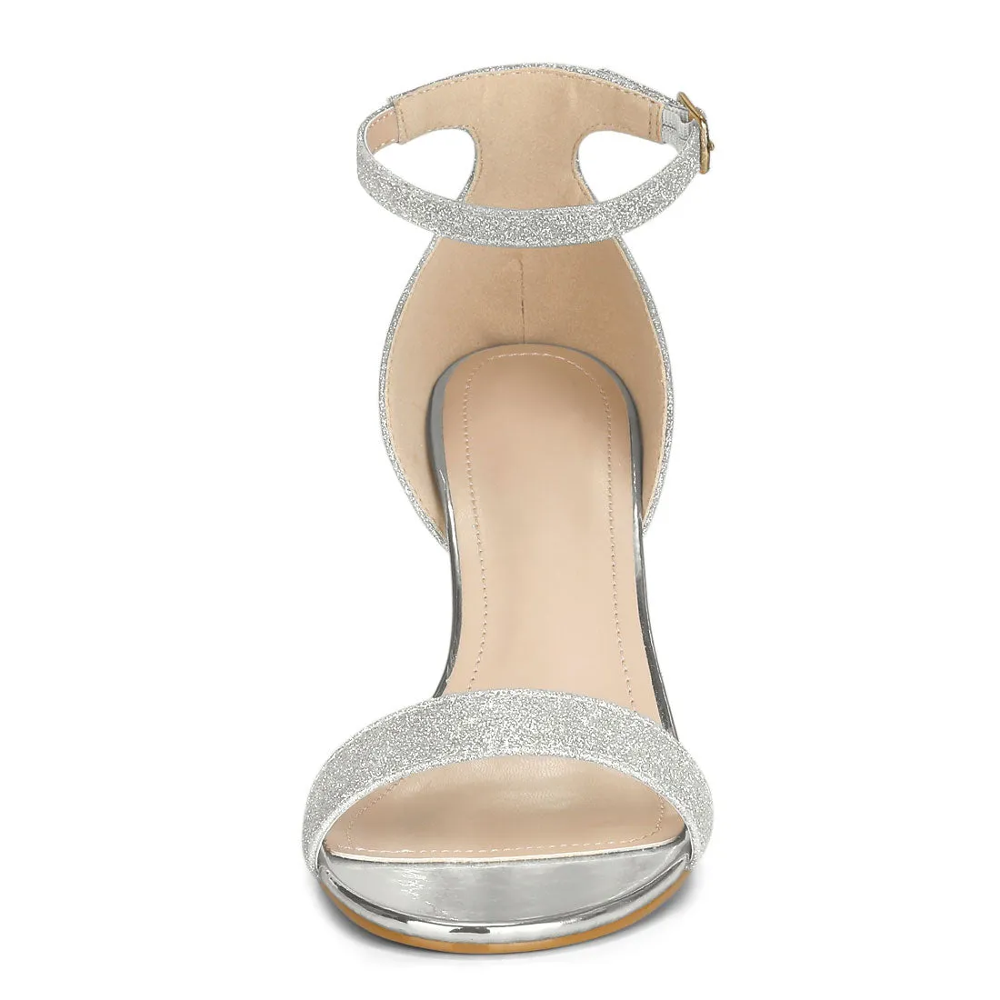 Perphy Ankle Strap Stiletto Heeled Glitter Sandals