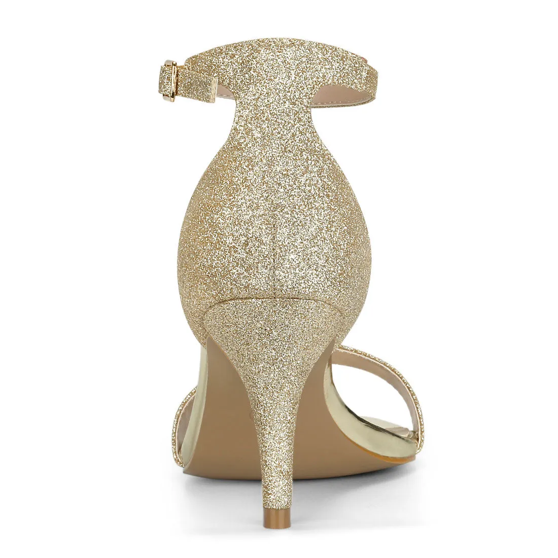 Perphy Ankle Strap Stiletto Heeled Glitter Sandals