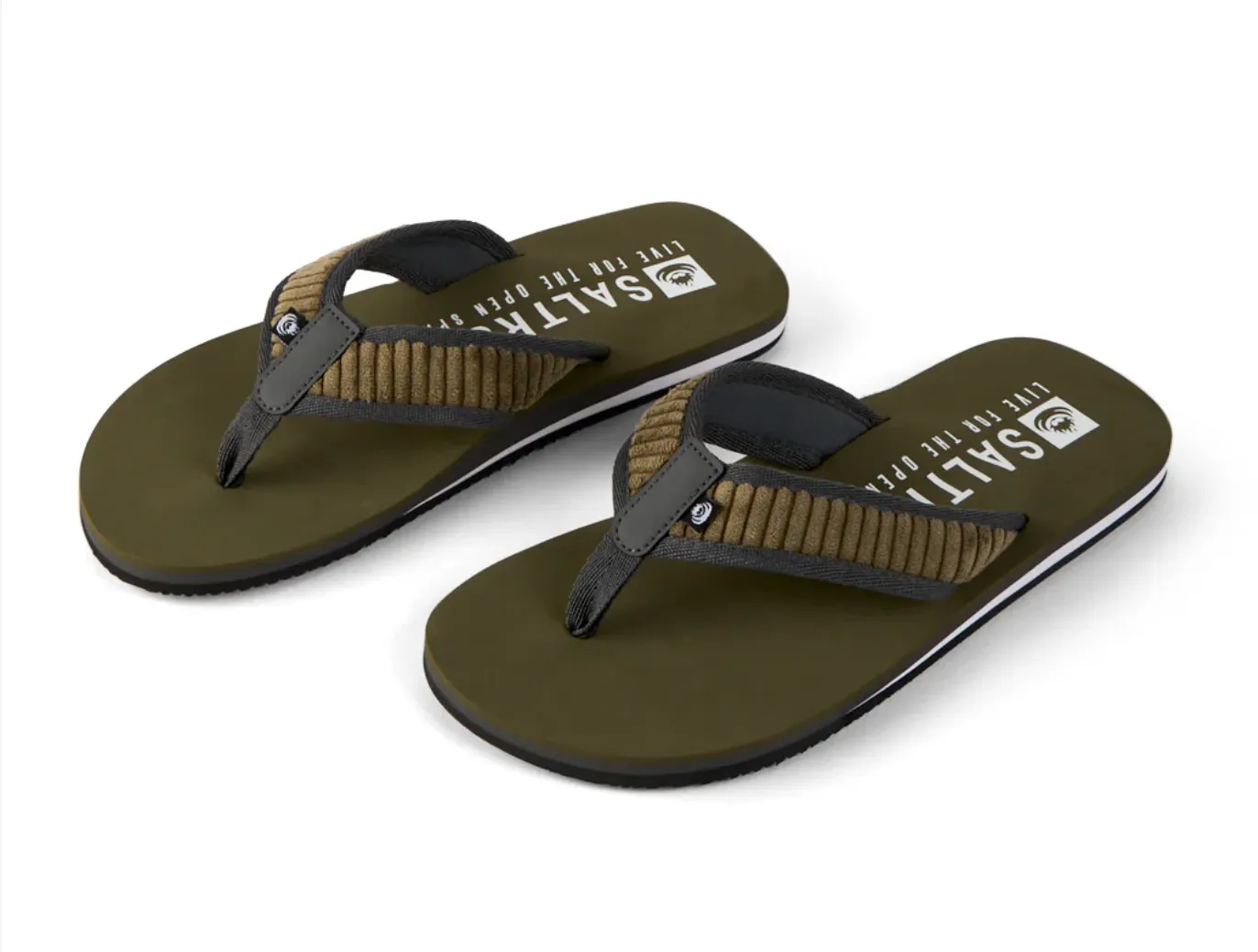 SALTROCK Lines - Mens Corduroy Flip Flops - Green