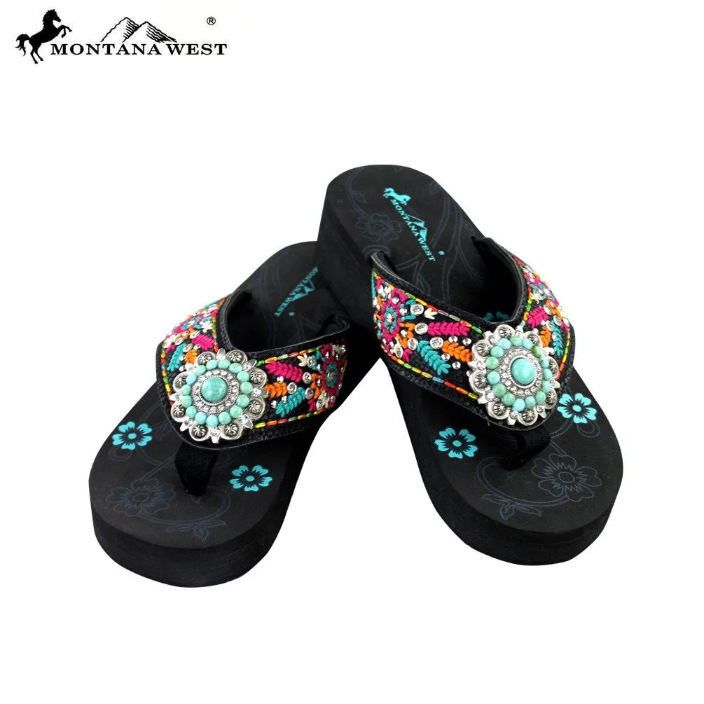SE29-S096 Montana West Embroidered Flip-Flops Collection By Size
