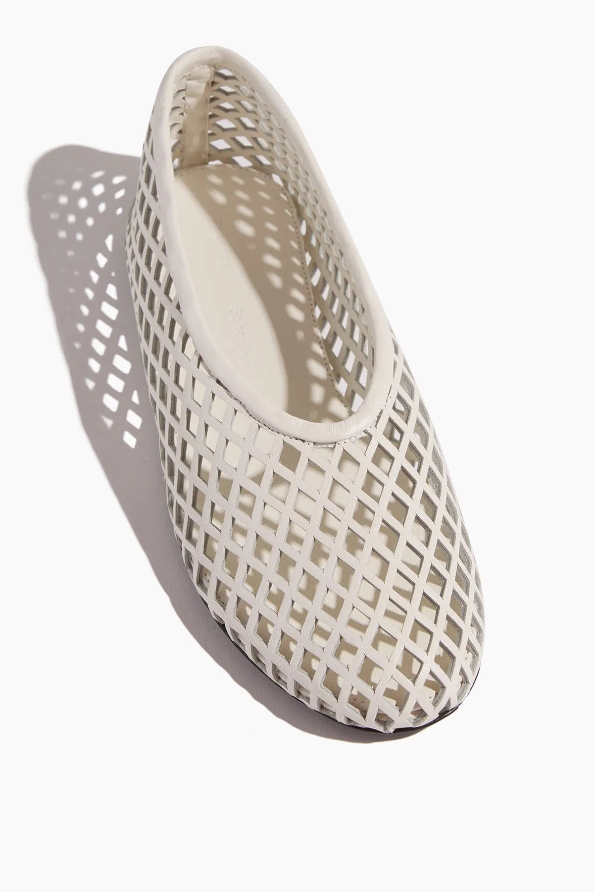 Tee Perforated Ballerina Flats in Ivory