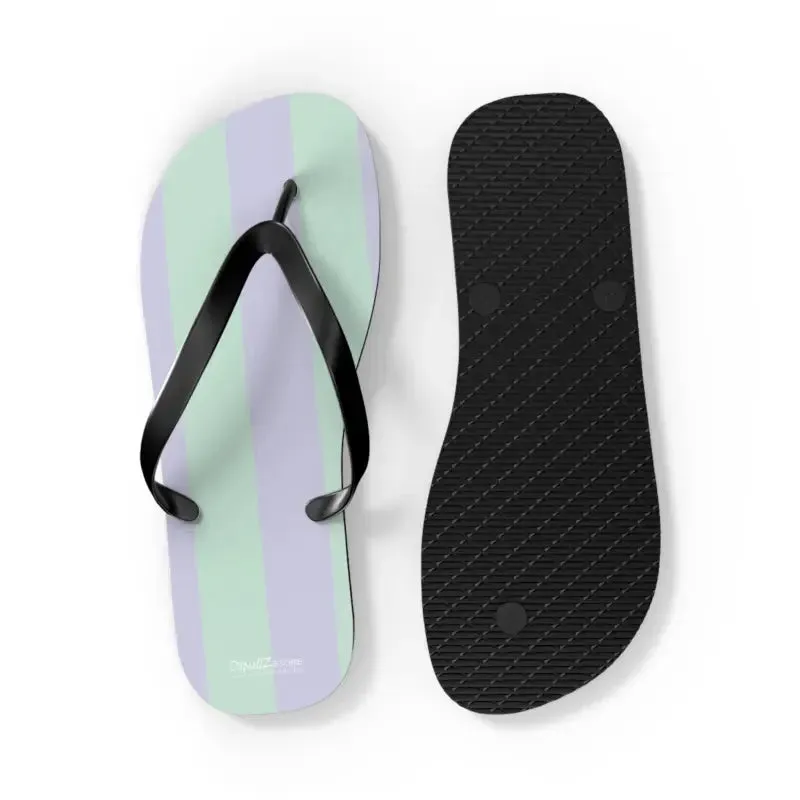 Vibrant Teal Striped Eva Sole Flip Flops