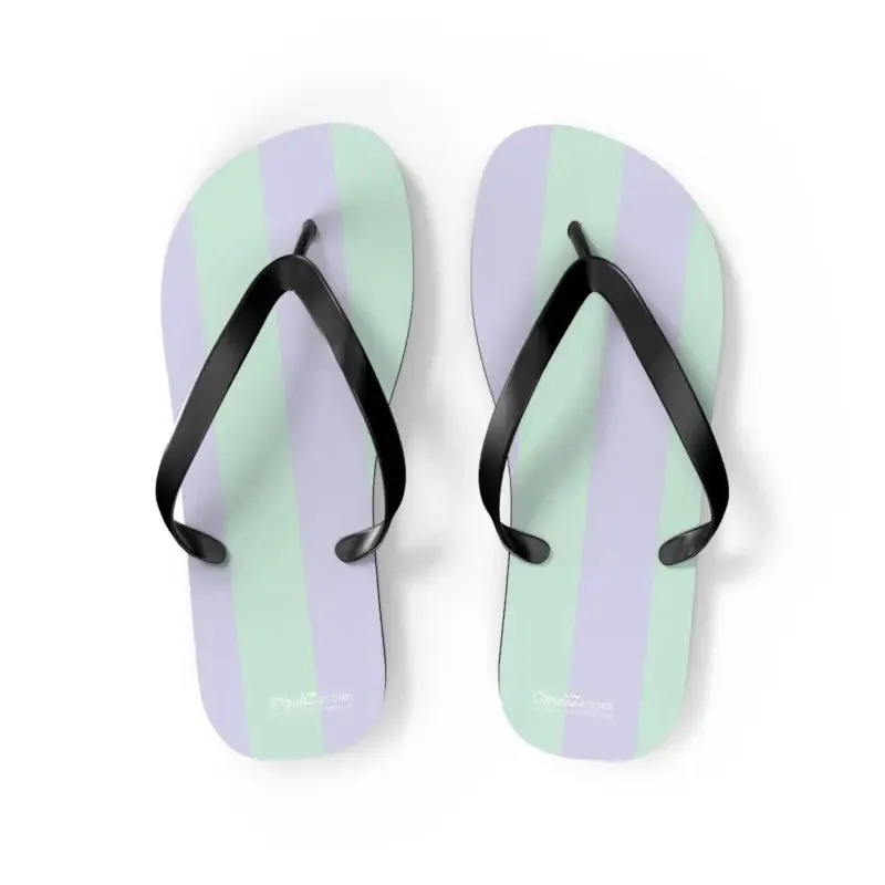 Vibrant Teal Striped Eva Sole Flip Flops