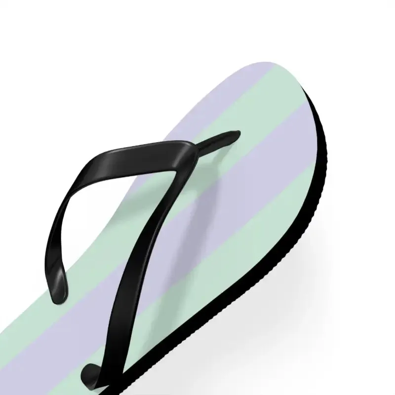 Vibrant Teal Striped Eva Sole Flip Flops