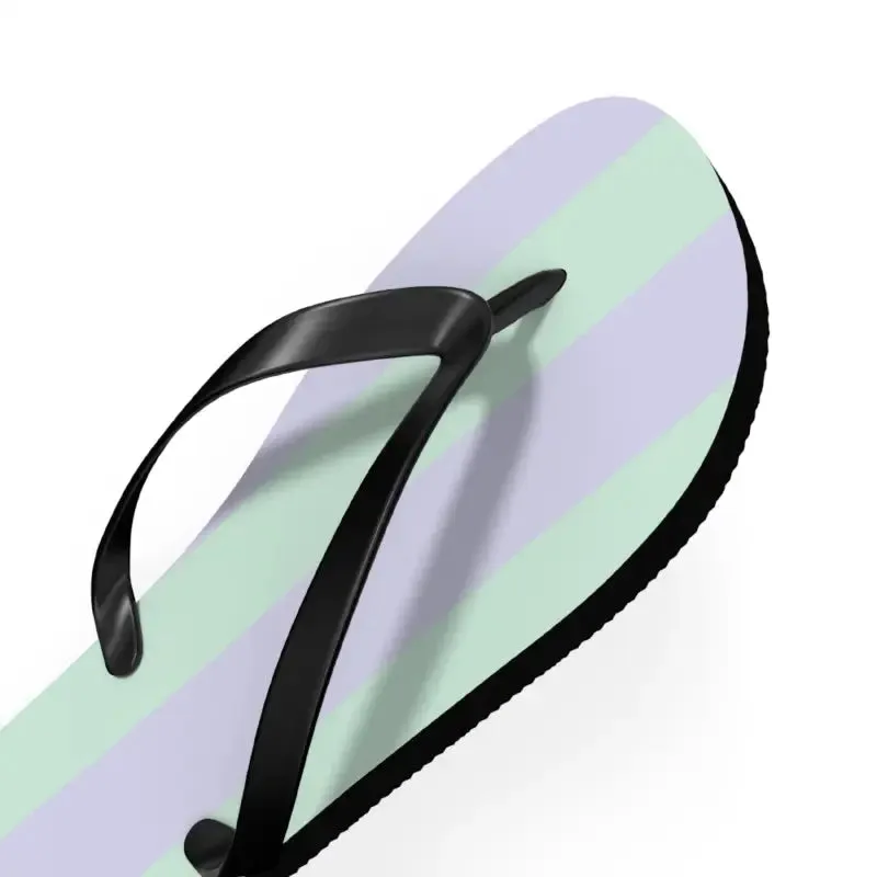Vibrant Teal Striped Eva Sole Flip Flops