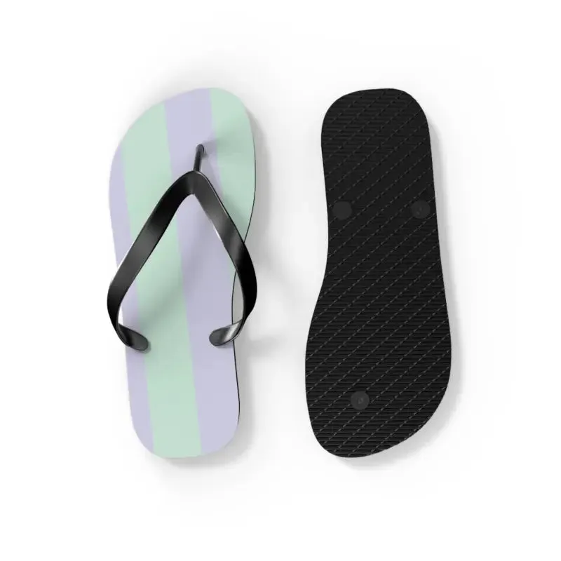 Vibrant Teal Striped Eva Sole Flip Flops