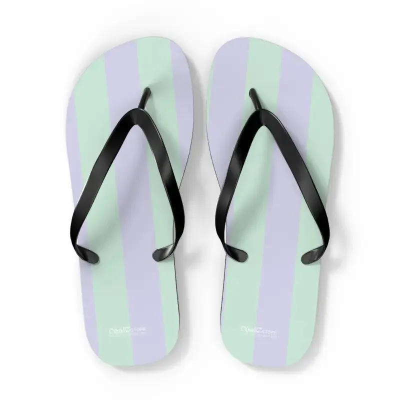 Vibrant Teal Striped Eva Sole Flip Flops