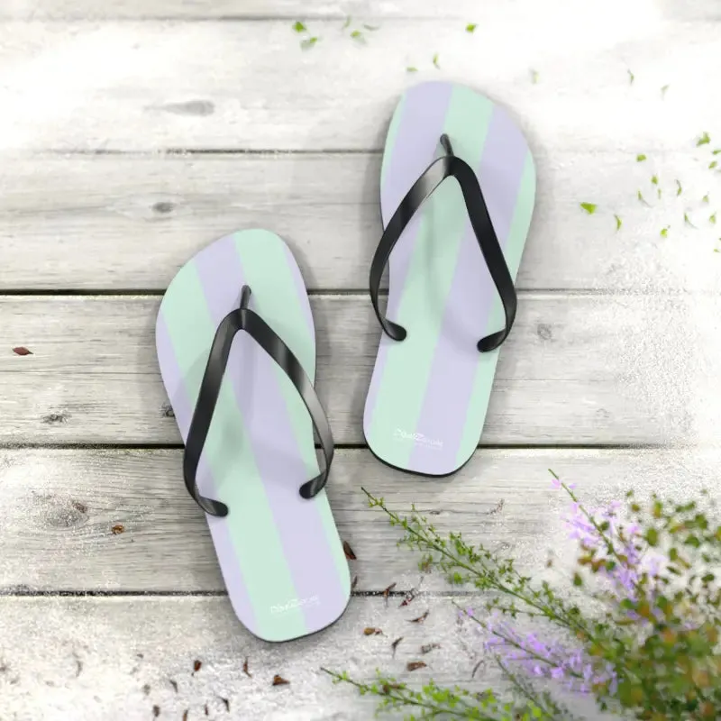 Vibrant Teal Striped Eva Sole Flip Flops