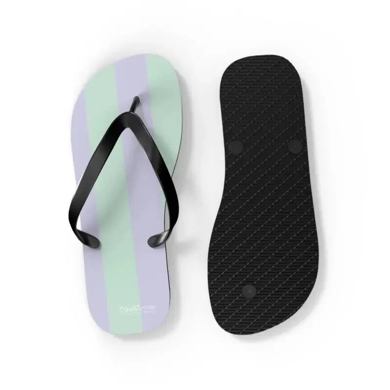 Vibrant Teal Striped Eva Sole Flip Flops