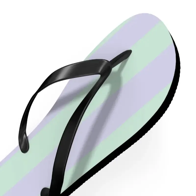 Vibrant Teal Striped Eva Sole Flip Flops