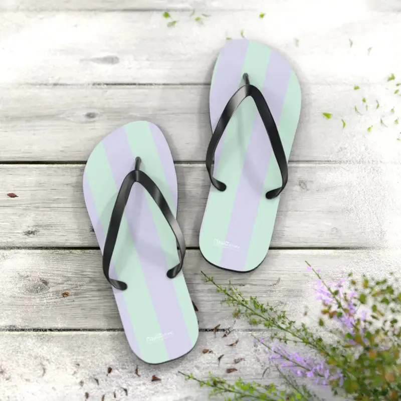 Vibrant Teal Striped Eva Sole Flip Flops