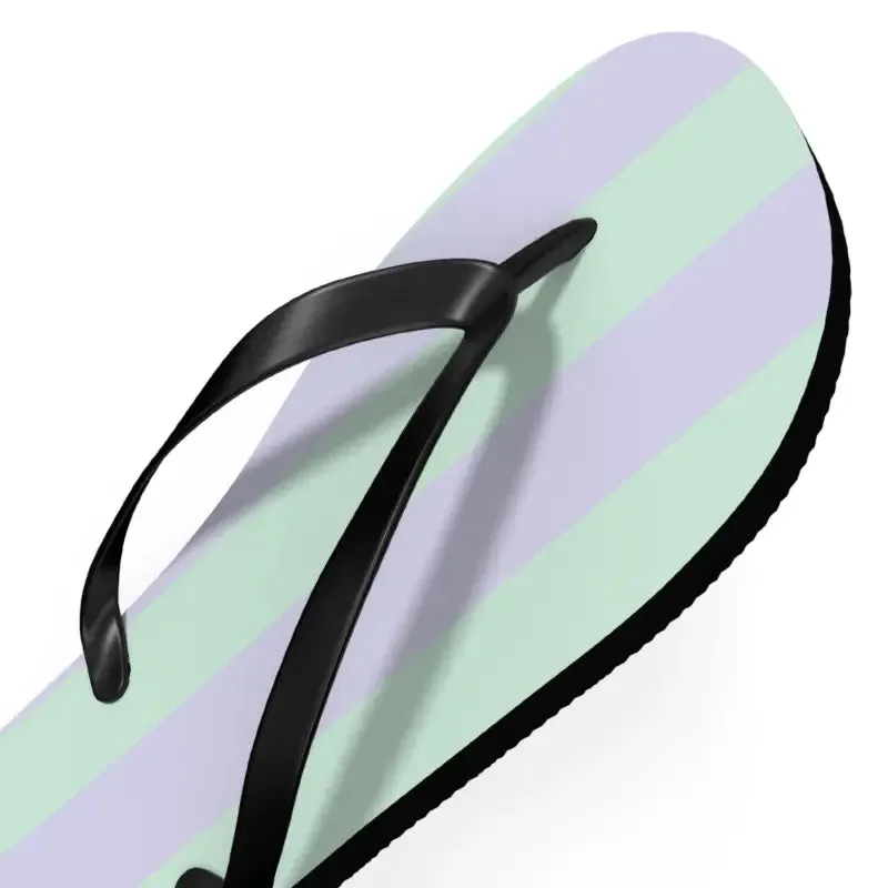 Vibrant Teal Striped Eva Sole Flip Flops