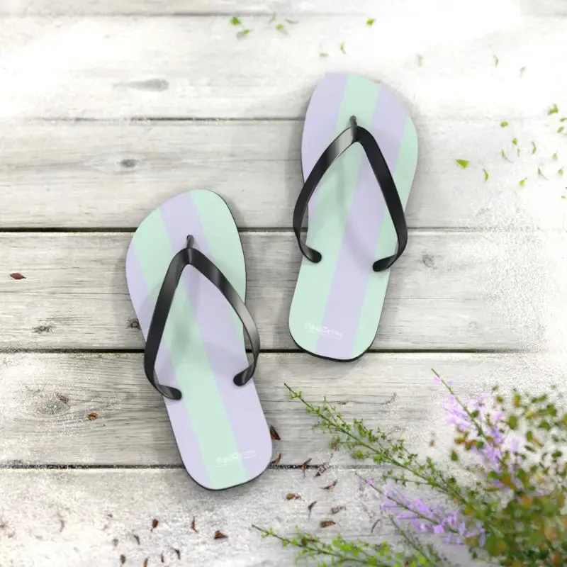 Vibrant Teal Striped Eva Sole Flip Flops