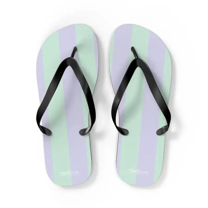Vibrant Teal Striped Eva Sole Flip Flops