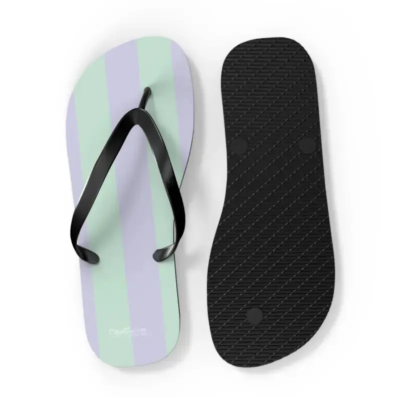 Vibrant Teal Striped Eva Sole Flip Flops