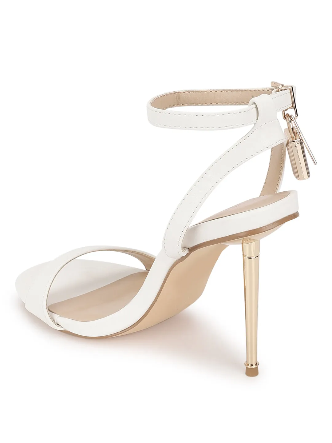 White PU Buckle Stiletto Sandals (TC-TB2-WHT)