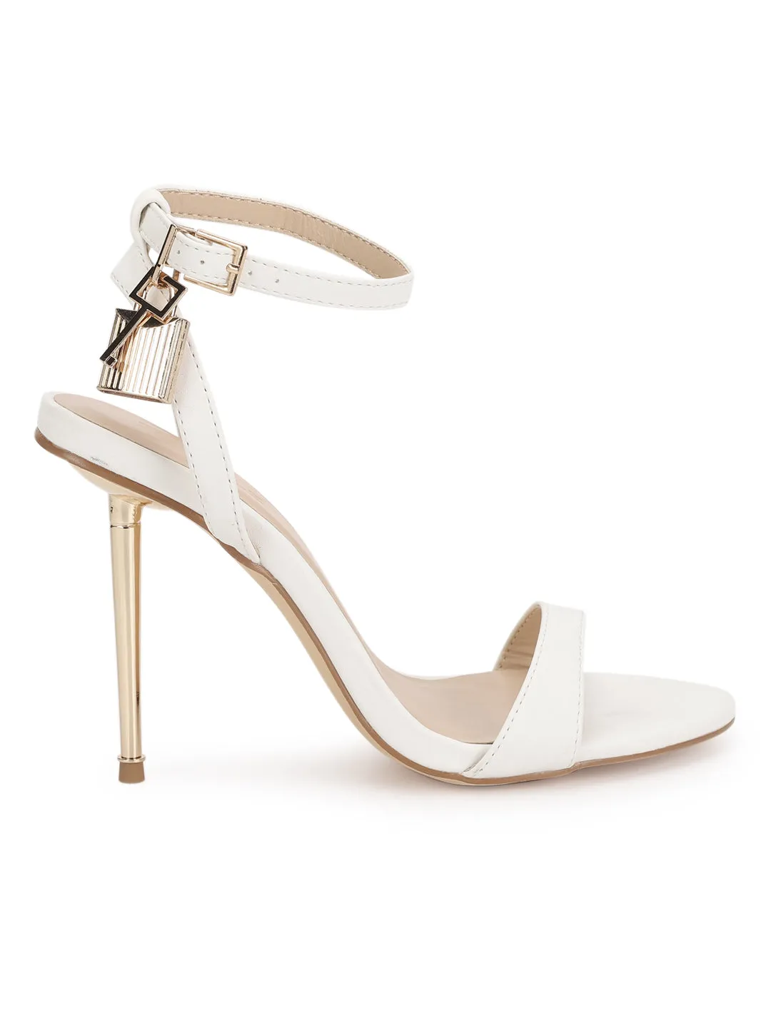 White PU Buckle Stiletto Sandals (TC-TB2-WHT)