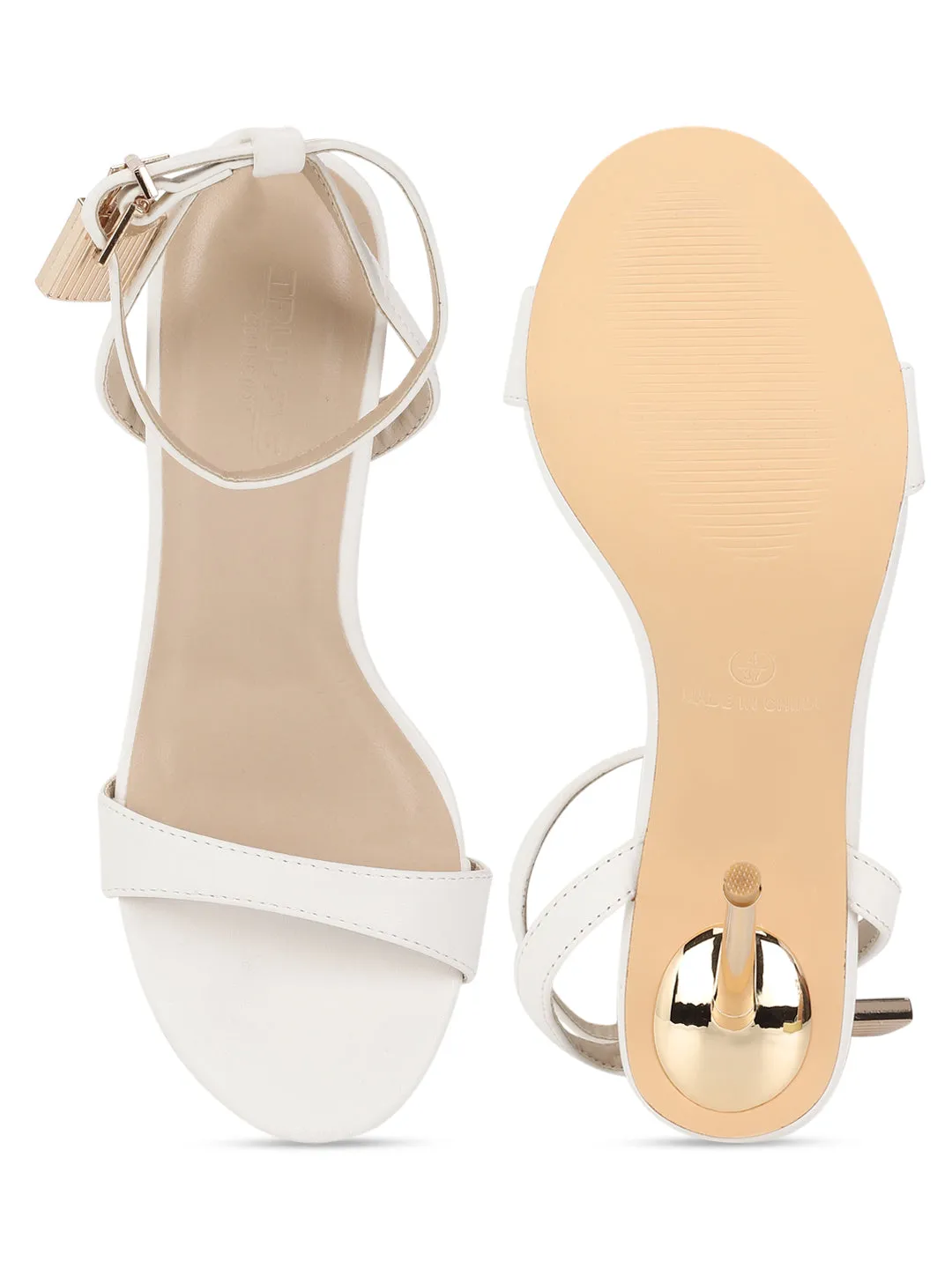 White PU Buckle Stiletto Sandals (TC-TB2-WHT)